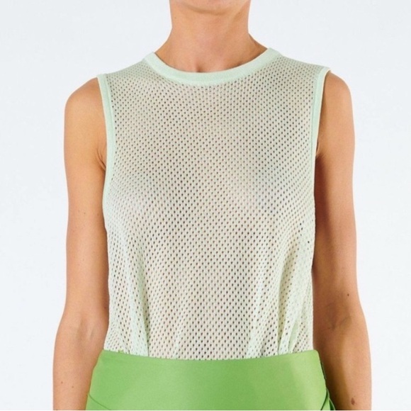 Tibi Green Crispy Viscose Mesh Tank Top - Picture 1 of 10